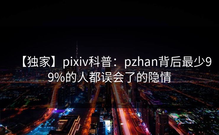 【独家】pixiv科普:pzhan背后最少99%的人都误会了的隐情 【独家】pixiv科普:pzhan背后最少99%的人都误会了的隐情