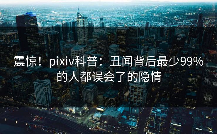 震惊!pixiv科普:丑闻背后最少99%的人都误会了的隐情 震惊!pixiv科普:丑闻背后最少99%的人都误会了的隐情