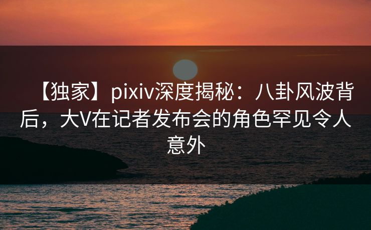 【独家】pixiv深度揭秘:八卦风波背后,大V在记者发布会的角色罕见令人意外 【独家】pixiv深度揭秘:八卦风波背后,大V在记者发布会的角色罕见令人意外